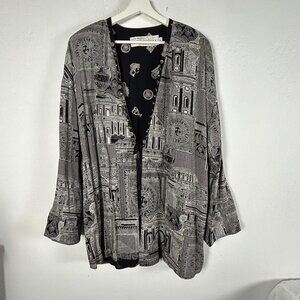 Marsha and Julio for Componix Womens Medium Black White Open Front Jacket Medium